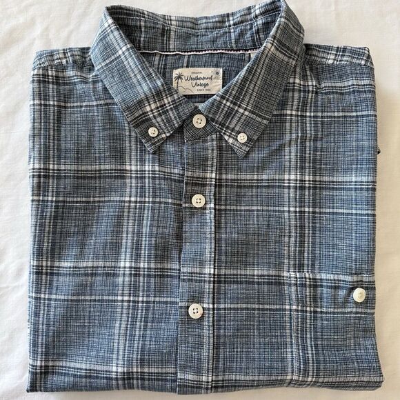 Weatherproof Vintage Mens Short Sleeve‎ Linen Woven Casual Shirt Blue XXL - Picture 1 of 7